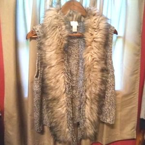 Chico's fur and Fringe sweater vest.
